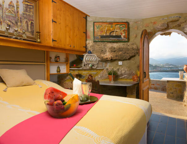 Bedroom with seaview Ntounas Apartment Agios Nikolaos Crete